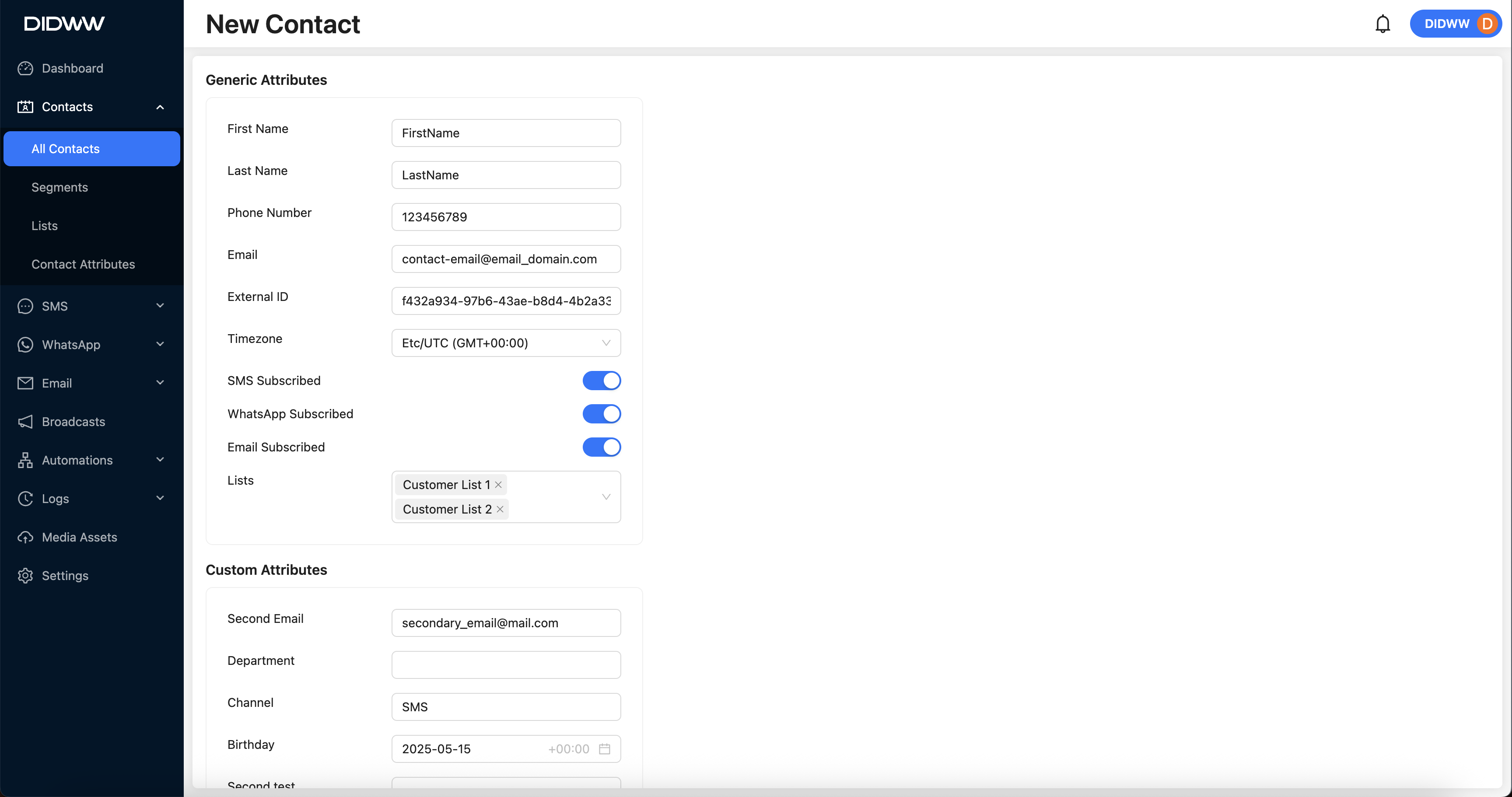 Contact Form Fields