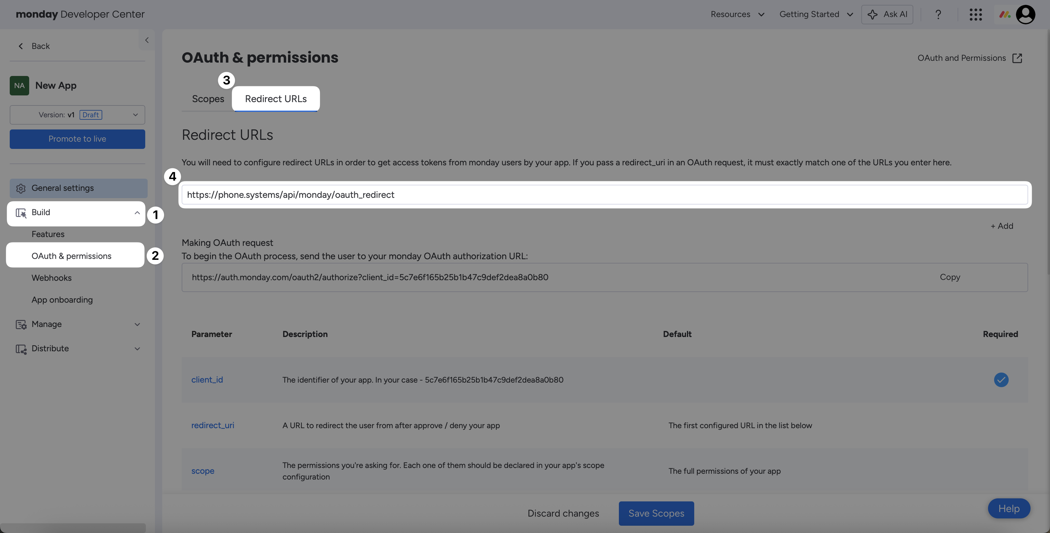 Paste the Redirect URL