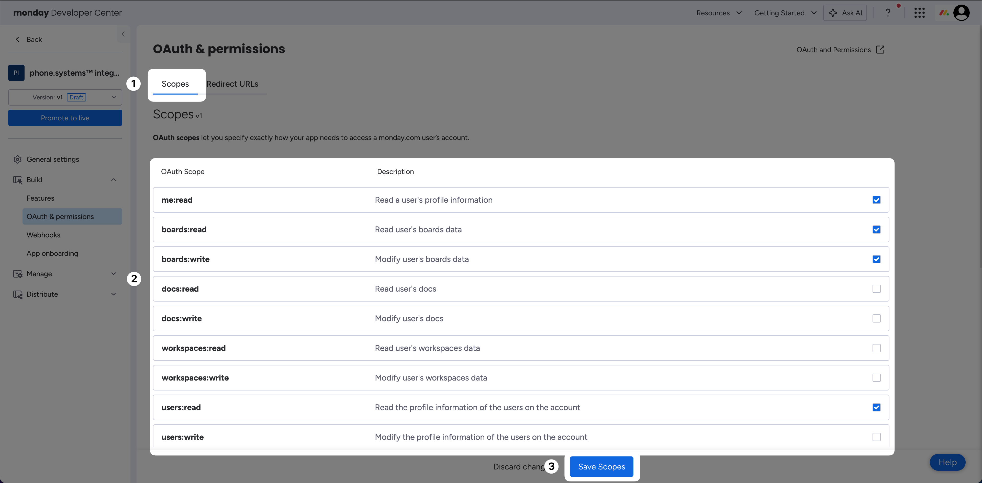 Add required OAuth scopes