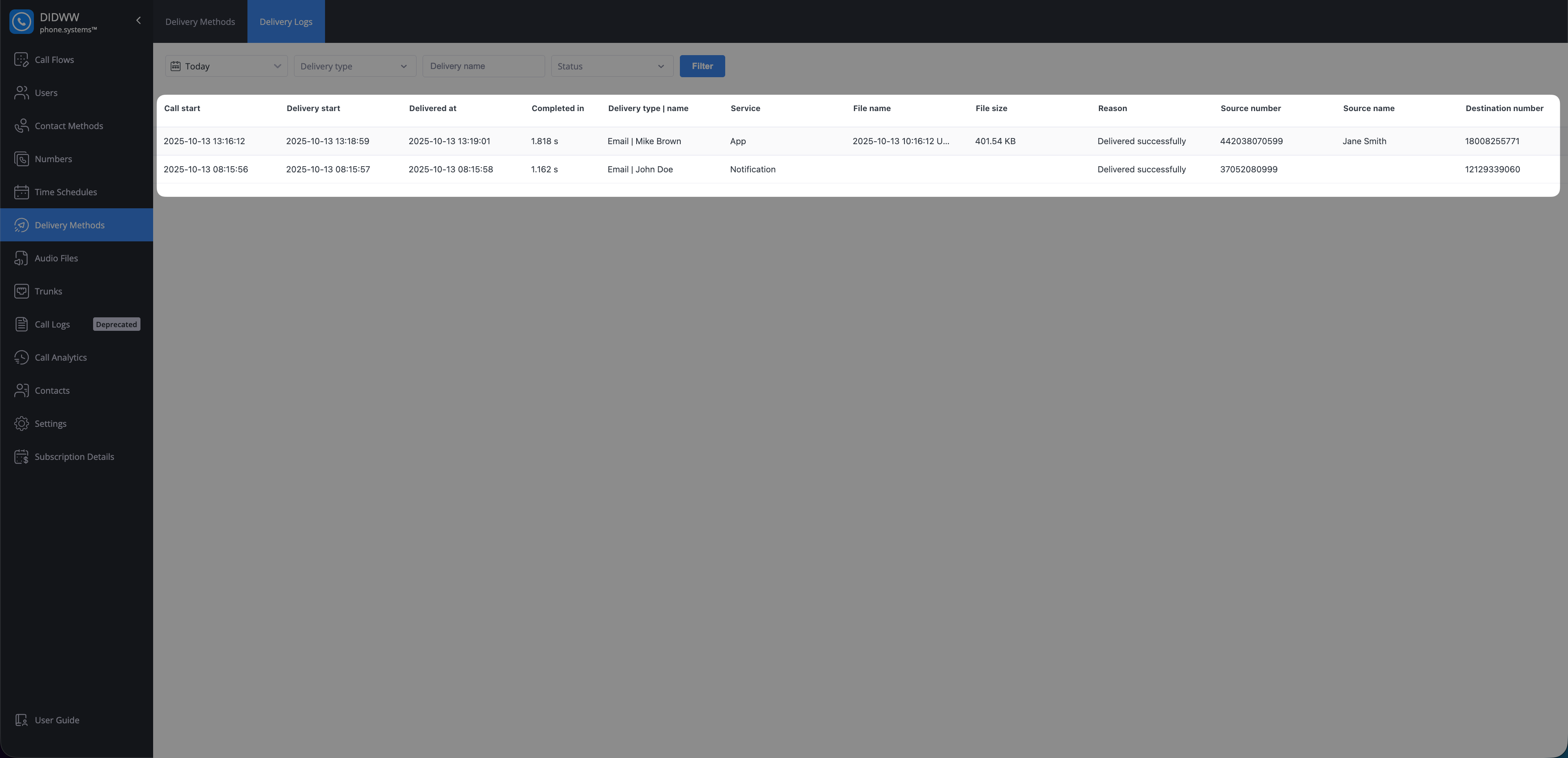 Delivery Logs Fields