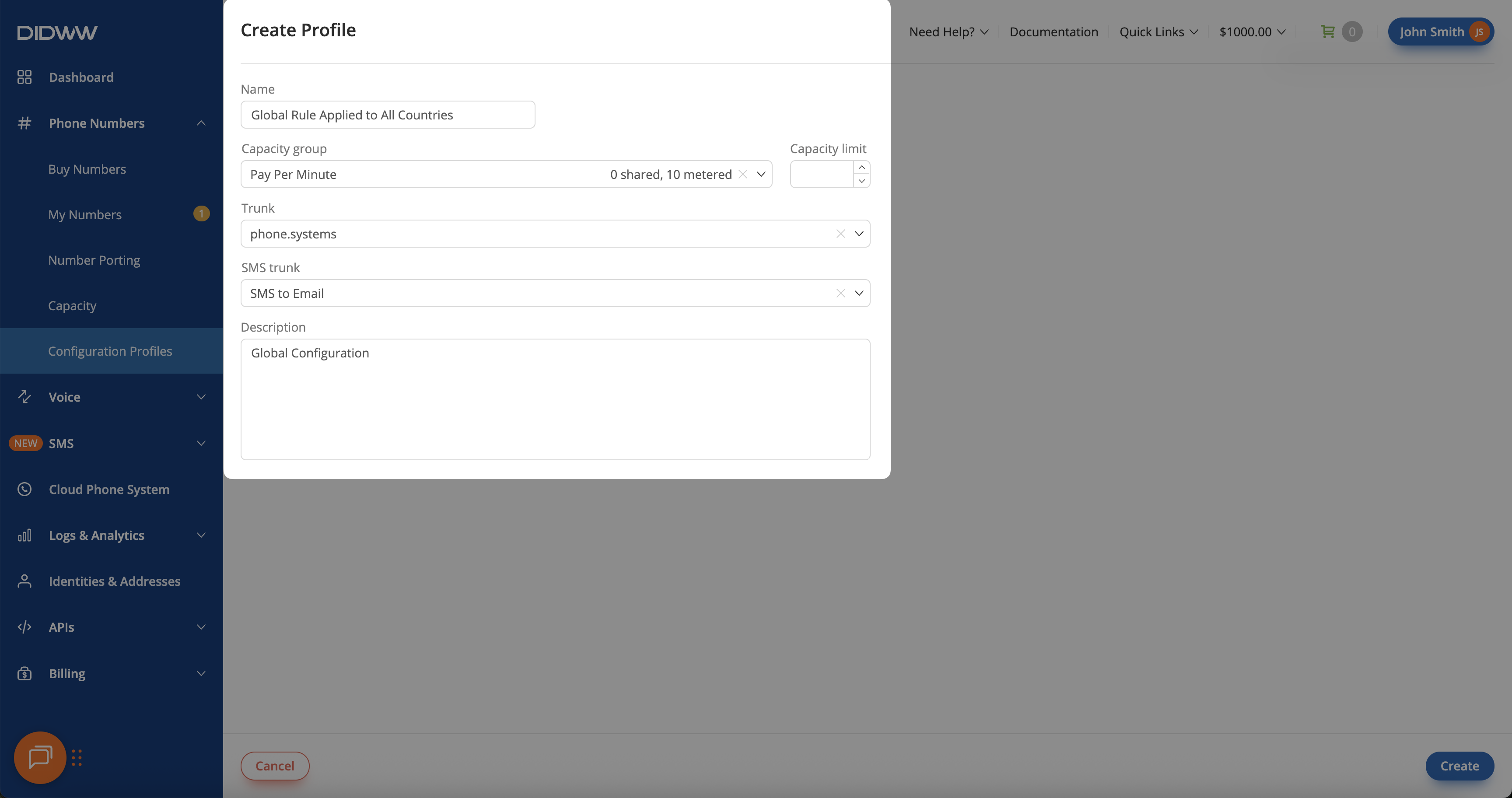 Creating the Global Default Profile.