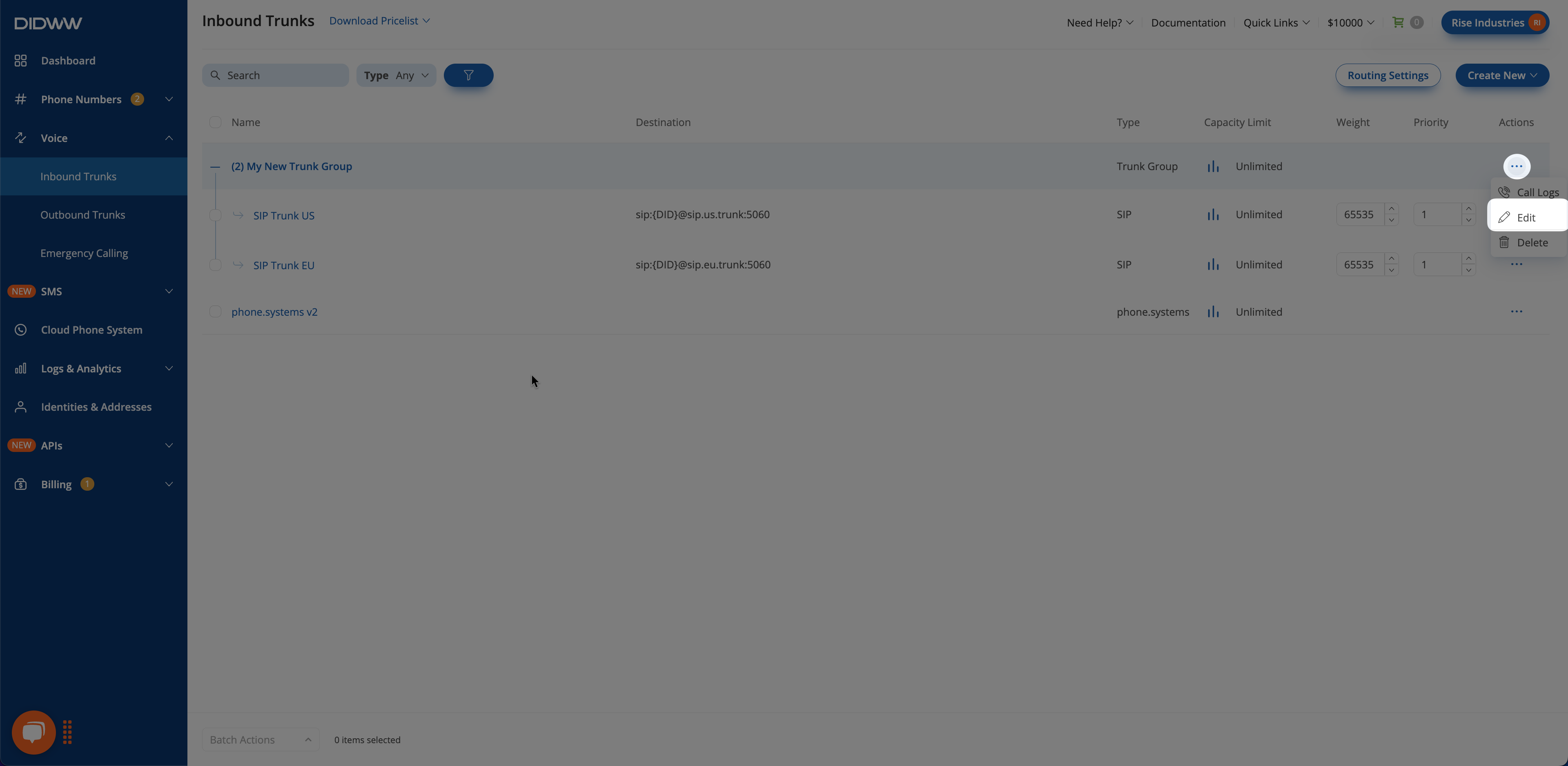 Actions Button