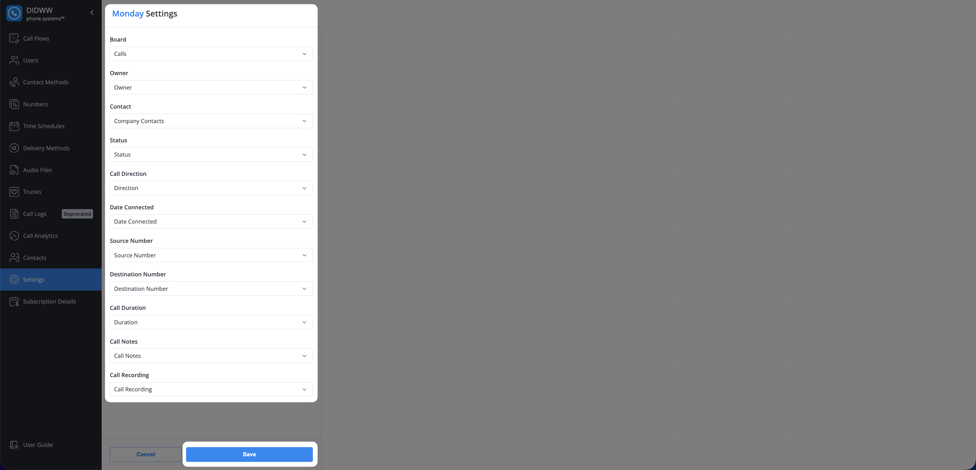 Call journaling board configuration in monday CRM