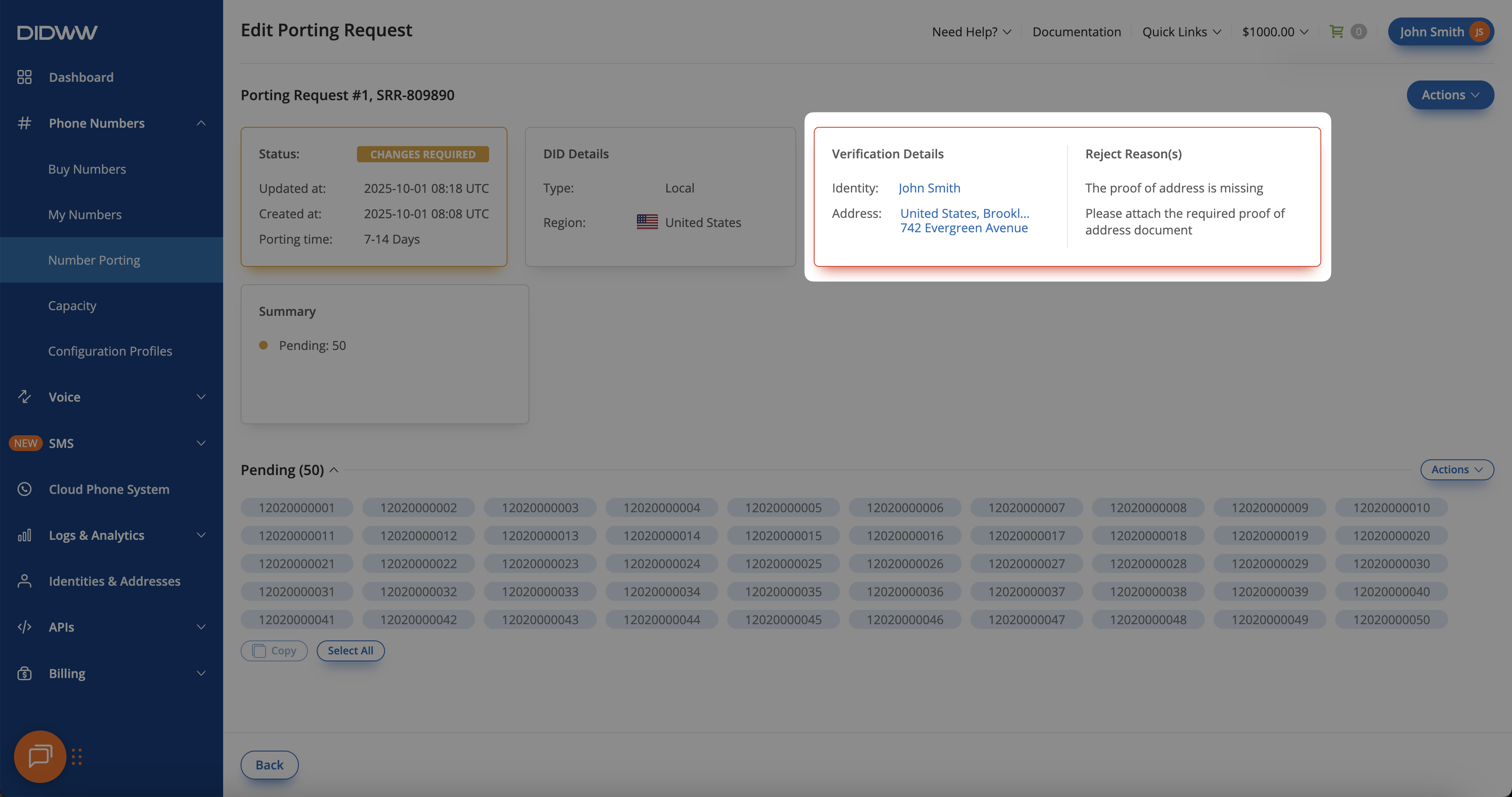 View verification details and rejection reasons