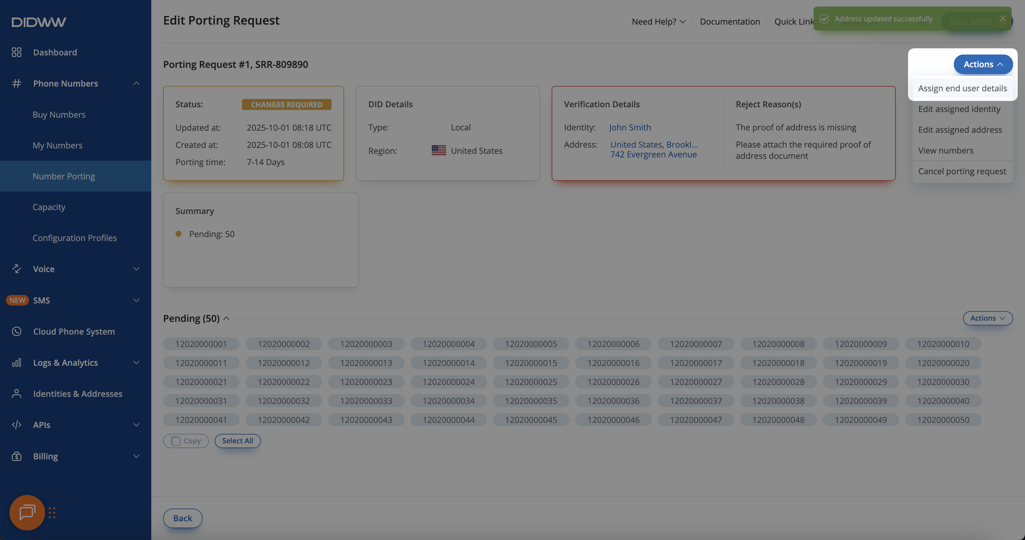 Assign end user details